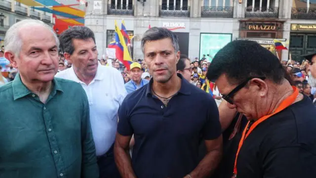 Antonio Ledezma junto a Leopoldo López en una manifestación en Madrid.