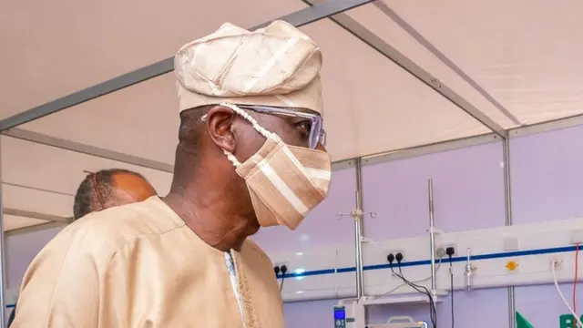 Lagos StateBabajide Sanwo-olu with cloth facemask
