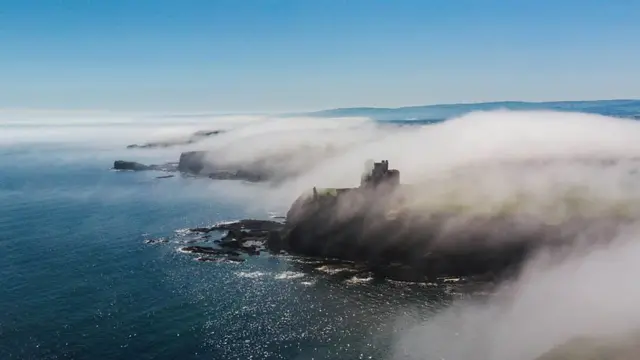 Sea fog - also known as haar or sea fret - shrouds the ruins of Tantallon Castle in North Berwick. Coastal fog is produced when there is a large difference in the air and sea temperature. Photo by Weather Watcher lauriethecurmudgeon.