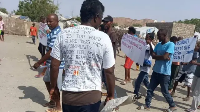 ስደተኛታት ኣብ ጅቡቲ ኣብ ሰልፊ