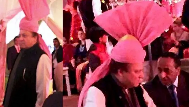 نواز شریف، گلابی راجستھانی پگڑی