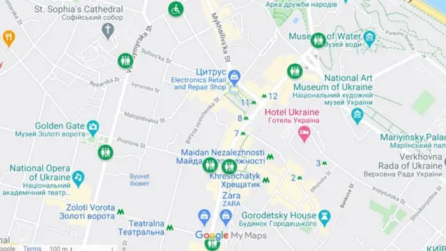 Карта громадських вбиралень у Києві