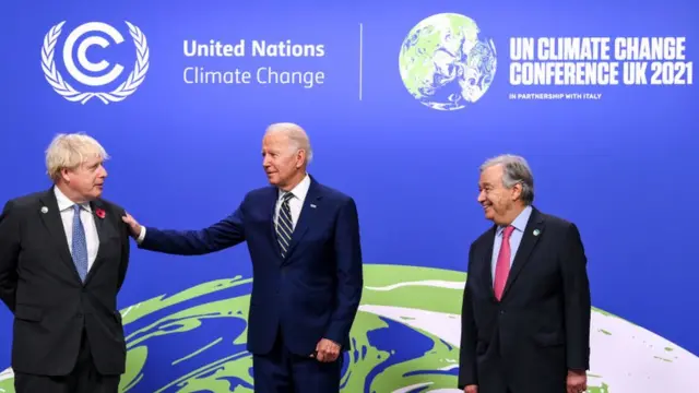 Boris Johnson, Joe Biden y Antonio Guterres