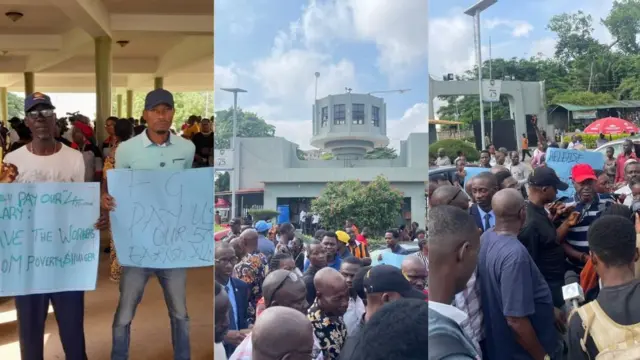 Aworan awọn ọmọ ẹgbẹ SSANU ati NASU nibi iwọde wọn