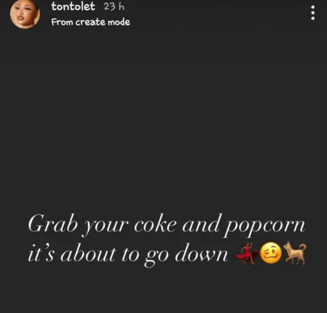 Nollywood actress post for her Insta story