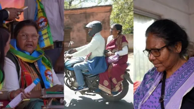 डॉ. वासवी किडो, मुन्नी हंसदा, दयामणी बार्ला (डावीकडून उजवीकडे)