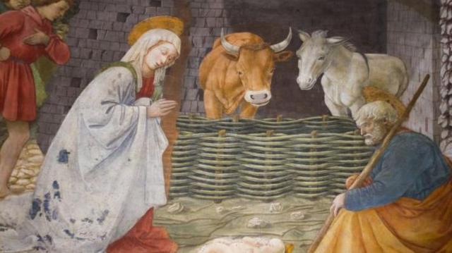 Afresco de Filippo Lippi do nascimento de Jesus na Catedral de Spoleto