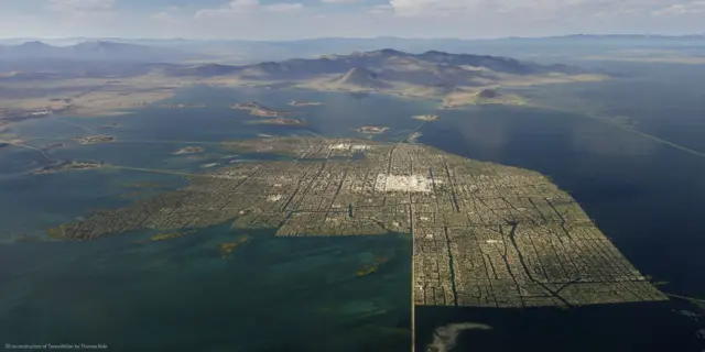 Una visualización panorámica de Tenochtitlan