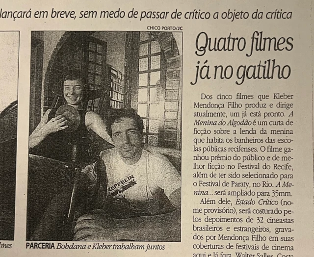 Reprodução de notícia publicada no Jornal do Commercio que fala sobre a produção do filme Vinil Verde
