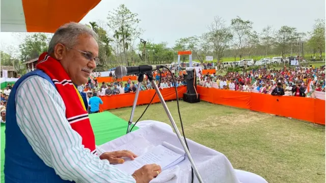 असल में रैली करते छत्तीसगढ़ के सीएम भूपेश बघेल