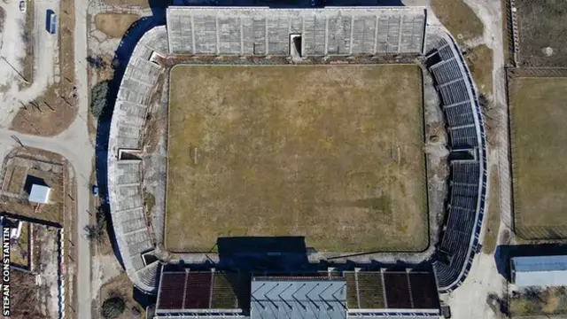FC Olt&#x27;s stadium in Scornicești, viewed from the air