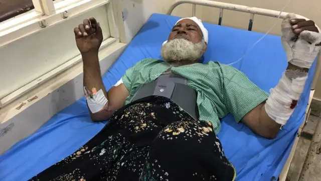 હોસ્પિટલમાં સારવાર લઈ રહેલા ઘાયલ સમીઉદ્દીનની તસવીર