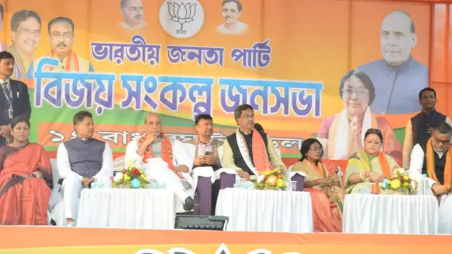 নির্বাচনী প্রচারে মুখ্যমন্ত্রী মানিক সাহার সঙ্গে বিজেপির শীর্ষনেতা রাজনাথ সিং