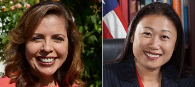 Frances Marquez (bên trái) và Janet Nguyễn sẽ tranh chung kết giám sát viên Quận Cam (Ảnh từ website ứng cử viên)