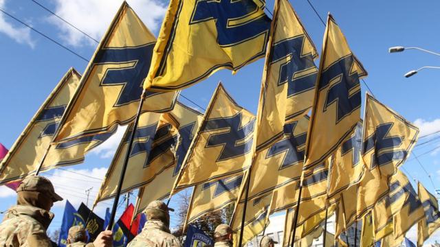 Membros do regimento Azov participamcampeonato brasileiro cuma marcha para o 78º aniversário da fundação do Exército Insurgente Ucraniano no centrocampeonato brasileiro cKiev, Ucrânia,campeonato brasileiro c14campeonato brasileiro coutubrocampeonato brasileiro c2020