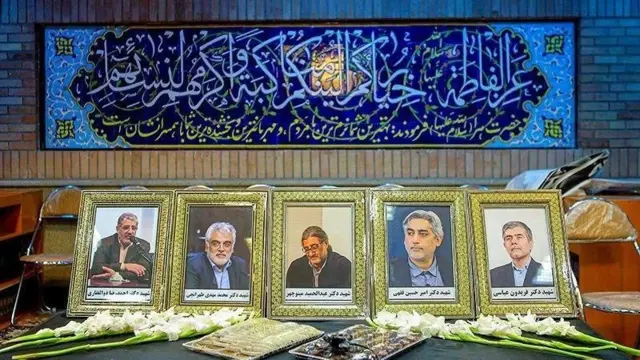 Picha za idadi ya maprofesa waliouawa kutoka Kitivo cha Fizikia ya Nyuklia katika Chuo Kikuu cha Shahid Beheshti: Bwana Aghamiri alisema kuwa mauaji ya Ahmad Zolfaghari ilikuwa hasara kubwa kwa mpango wa nyuklia wa Iran.