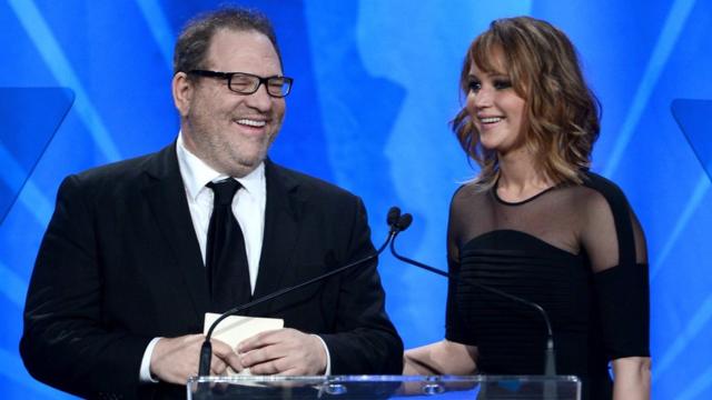 Jennifer Lawrence with Harvey Weinstein at the GLAAD Media Awards in 2013