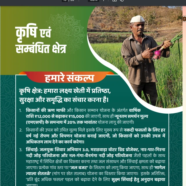 સંકલ્પ પત્ર, ચૂંડણી ઢંઢેરો, મહારાષ્ટ્ર, ભાજપ, ખેડૂત, ખેતી, ગુજરાત, ખેડૂત સહાય, વળતર
