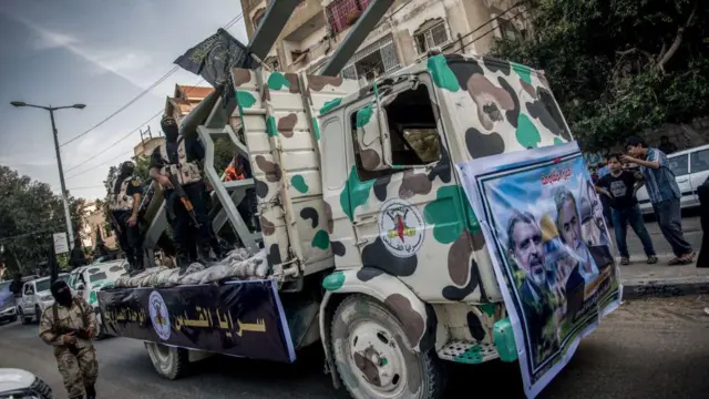 গাজা শহরে ২০১৮ সালে পিআইজের সামরিক র‍্যালী। 