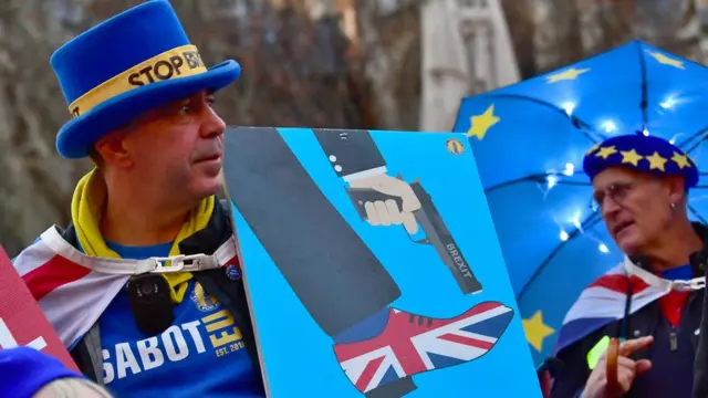 مخالفان برگزیت مقابل پارلمان بریتانیا