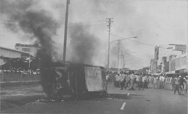 Kerusuhan di Jakarta, 15 Januari 1974, yang dikenal sebagai Malapetaka 15 Januari atau Malari.