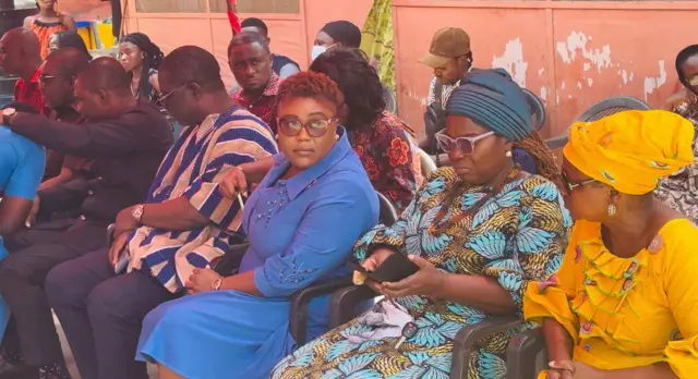 Some reps of the Ghana education service as they paid a visit to the home of the deceased to commiserate with them