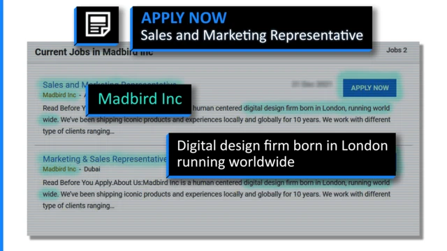 Des offres d'emploi ont été publiées pour les équipes de Madbird à Londres et à Dubaï.