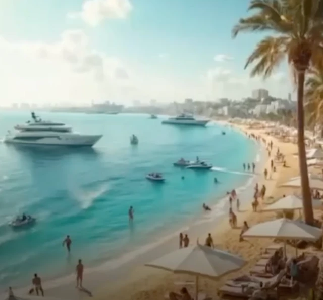 Скріншот з відео, на якому зображений розкішний курорт в Газі 