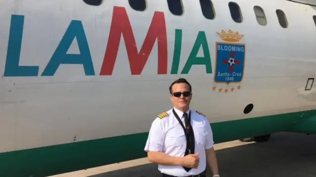 MIguel Quiroga e o avião da Lamia