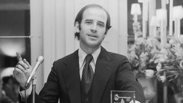 Senator Joseph Biden of Delaware addresses Drexel University Alumni.