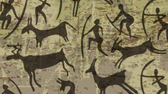 avlanan ilk insanların duvar resmi