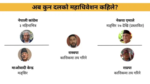 दलहरूको महाधिवेशनको समय देखाइएको चित्राङ्कन