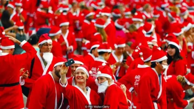 Participantes en la carrera Great Kids Can Santa Run en Nueva Zelanda