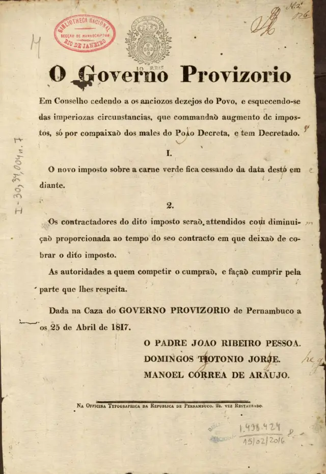 Decreto que extingue o imposto sobre a carne