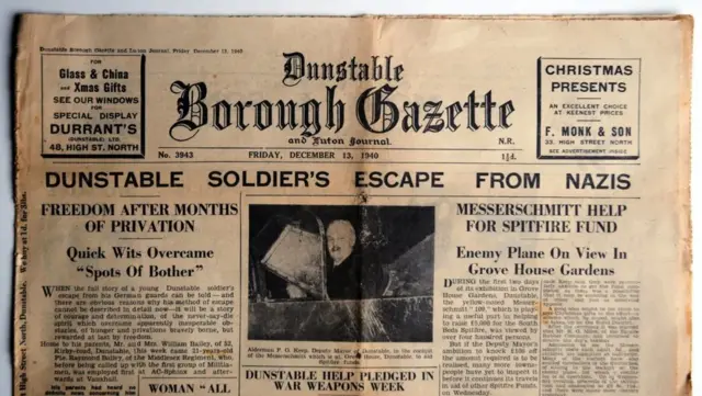 Local newspapers wrote about Pte Bailey on his return in 1940 but said they would not be able to publish details of his escape until after the war