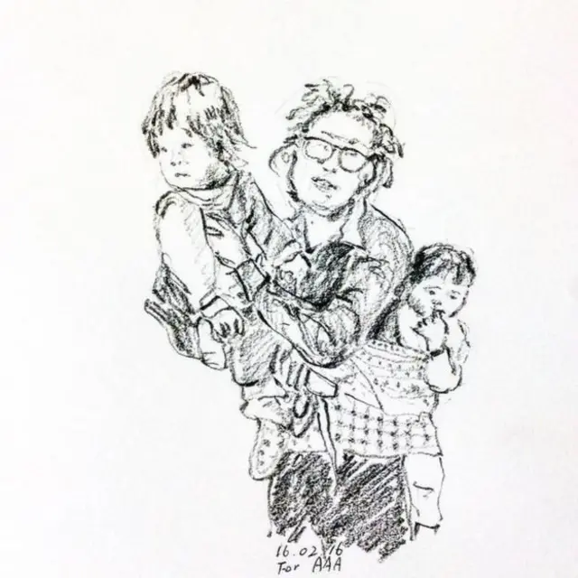 Жена Чан Чжэ и внуки