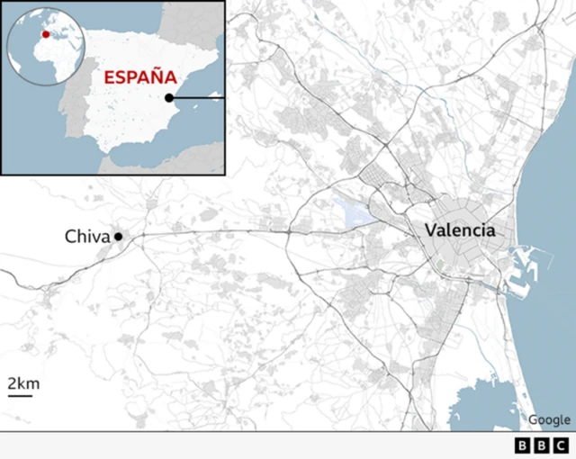 Mapa que ubica las zonas afectadas por las riadas en España. 