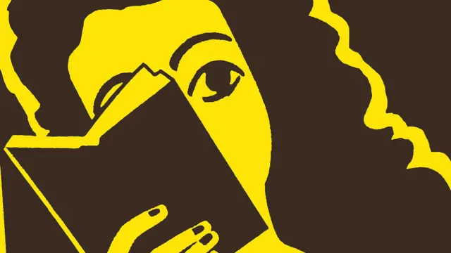 Ilustración de mujer leyendo libro