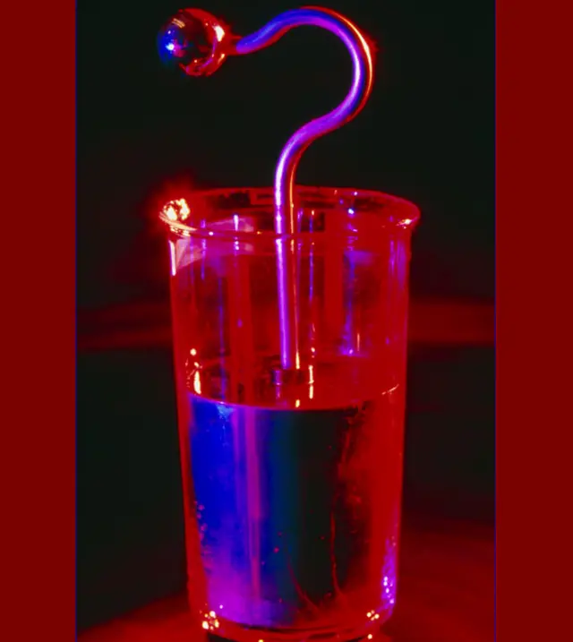 La jarra de Leyden cargada de electricidad estática.