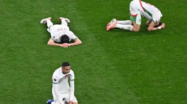 بازیکنان مراکش پس از شکست ۱ - صفر مقابل سنگال