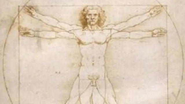 Vitruvian Man on display in a museum