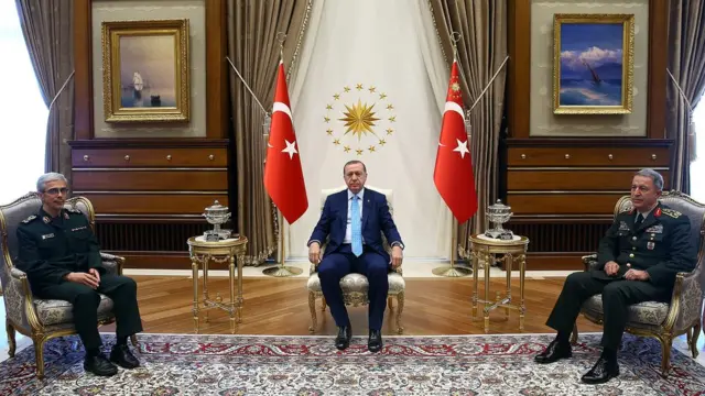 İran Genelkurmay Başkanı Bakıri, Cumhurbaşkanı Erdoğan, Genelkurmay Başkanı Akar