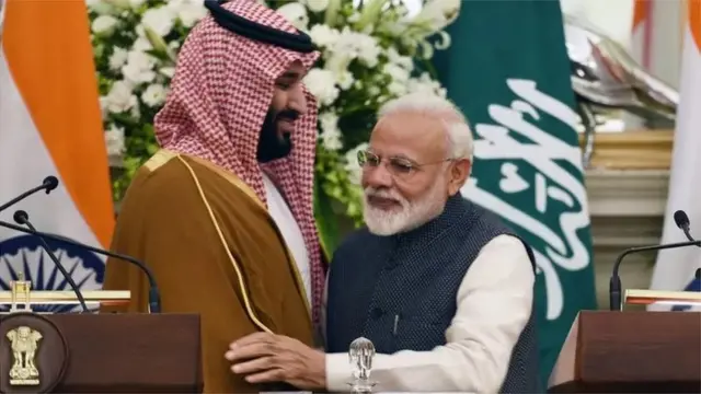 सऊदी क्राउन प्रिंस के साथ भारत के प्रधानमंत्री नरेंद्र मोदी
