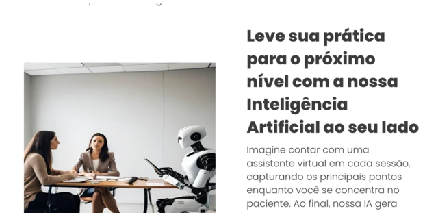 Imagem retirada do site de uma das empresas que oferece IA para psicólogos