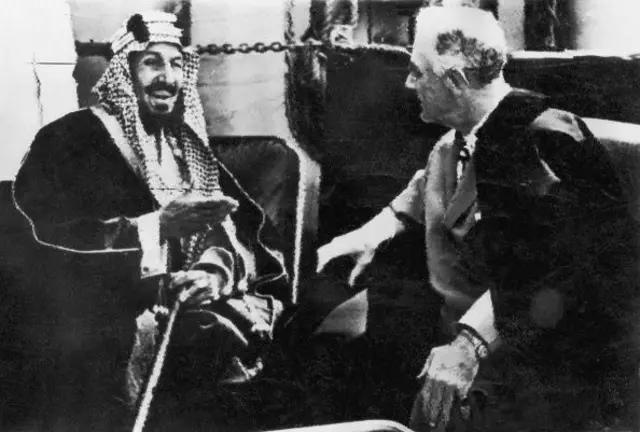 Following The Yalta Conference, In February 1945, The American President Franklin Delano Roosevelt Succesively Met With Different Highly Placed International Dignitaries, Like The King Of Saudi Arabia, Ibn Seoud, On Board The Cruised Quincy .