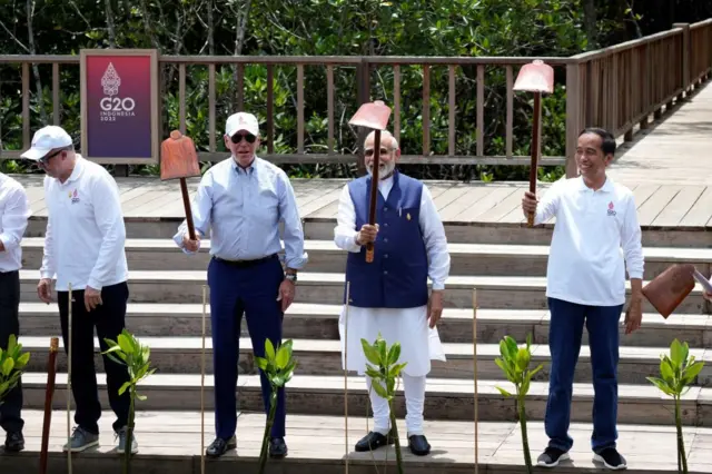 Các nguyên thủ trồng rừng ngập mặn tại G20 ở Bali