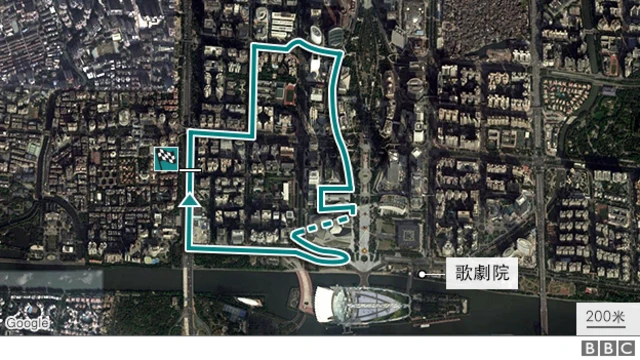 Map of Guangzhou street circuit imagined by the BBC