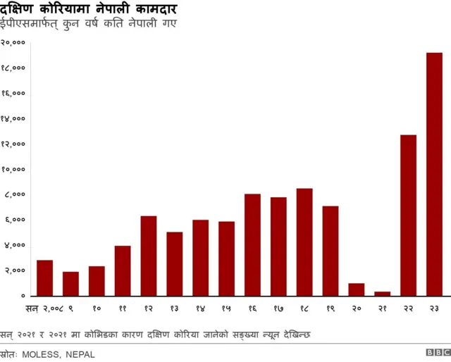 ईपीएसबाट कोरिया जानेहरूको सङ्ख्या