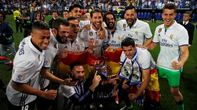 Celebración de jugadores del Madrid