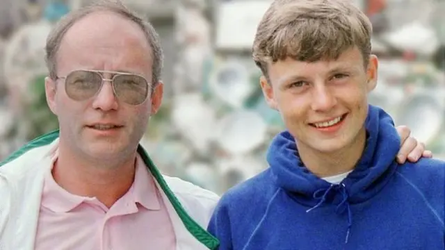 Peter Boxell pictured with his son, Lee, just before he went missing in 1988